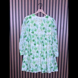 Family Affairs Dress XS Green Sheer Goldilocks St. Patrick Trapeze Leafy Floral